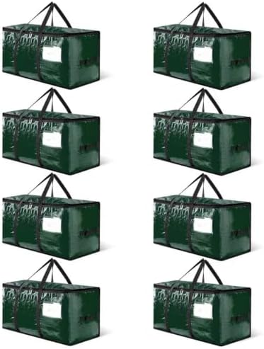 CONGREGATE 8 Pack Dark Green Moving Bags Heavy Duty Extra Large PE Storage Packing Bags with Reinforced Handles and Zippers Alternative to Moving Boxes for Clothes Bedding Storage 97L by CONGREGATE