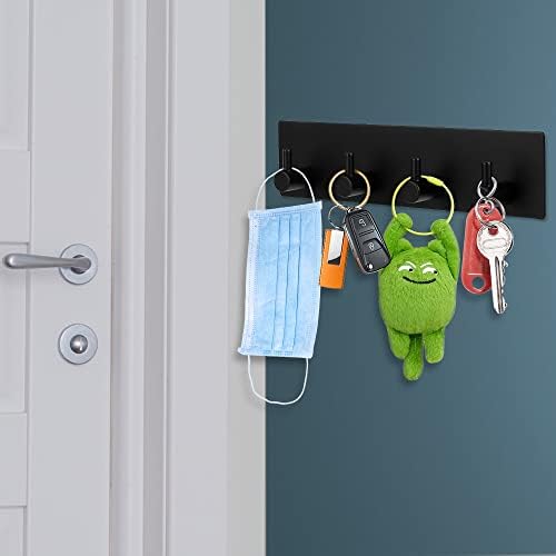 Picowe Key Holder for Wall Decorative, Adhesive Stainless Steel Key Hooks, Key Hanger Key Organizer for Wall, Towel Hook Coat Hanger for Entryway Hallway Kitchen(Four Rows,Black 1PCS) - Image 4