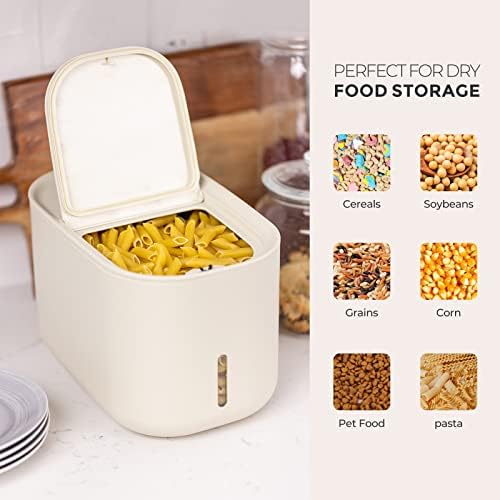 Zuutii Rice Storage Container,Food Container, Dry Food Storage,7.2lbs Pet Food Dispenser, 6.9Qt/11lbs Large Storage Bin with Lid,Silicone Ring & Moisture Proof,for Grain Cereal Soybean Corn,Begie - Image 3