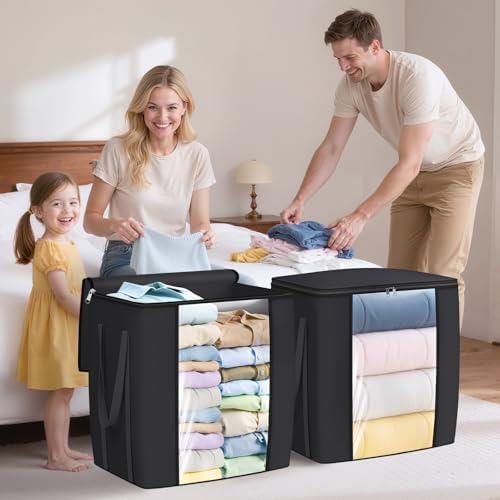 TasticTotes 120L Extra Large Blanket Clothes Storage Bags, Gray, 2 Pack - Image 6