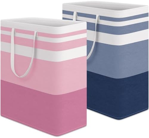 HomeHacks 2 Pack Laundry Baskets, Laundry Hampers Bags (Blue+Pink 125L) by HomeHacks