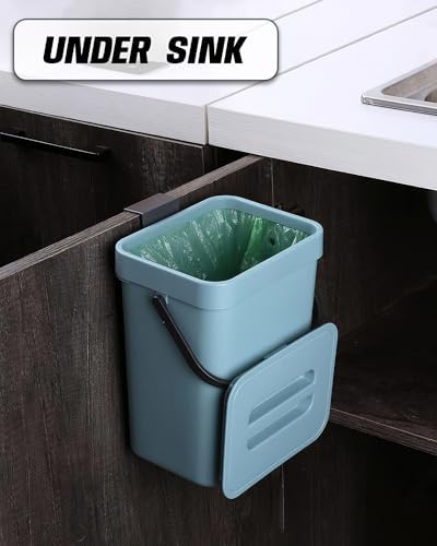 1.3 Gal Hanging Small Trash Can with Lid, Garbage Can 5L/Blue - Image 3