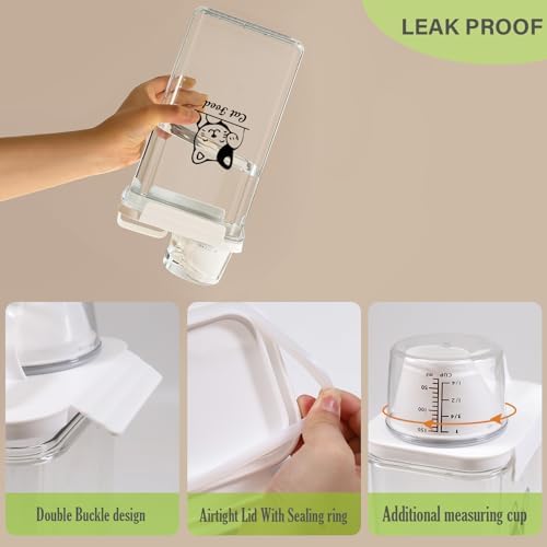 Cat Food Storage Container Small |3lb/2.5 L Clear Plastic Cat Food Treats Container Airtight with Measuring Cup|Portable Pet Food Containers Ideal for Travel| Easy Pour|BPA Free - Image 2