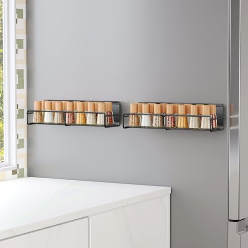 Mystozer Metal Magnetic Spice Rack for Refrigerator Black, 2 Pack - Image 4