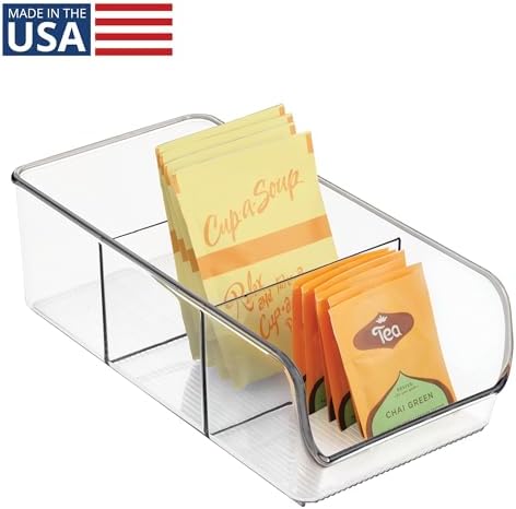 iDesign Stackable 3-Section Divided Storage Bin, Clear - Image 2
