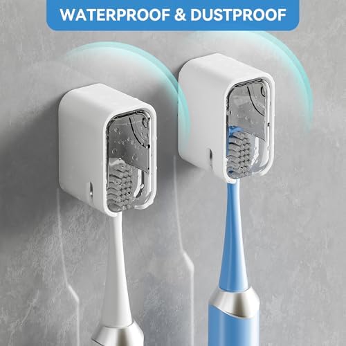 MOPMS Single Slot Toothbrush Holders Wall Mounted with Cover for Bathrooms - Image 2