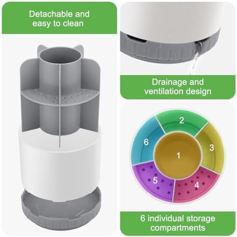 GFWARE Rotating White Toothbrush Holder for Bathroom Organizer, Drainage - Image 2