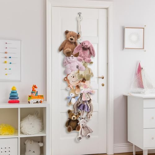 Munzong Stuffed Animal Storage Chain 80 Inch, 4pcs Beige Hanging Organizer - Image 5