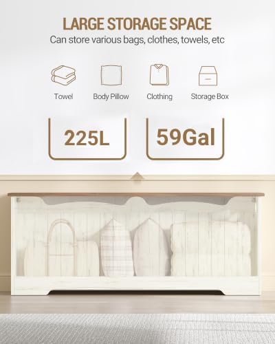 Hzuaneri 47.2 inches Farmhouse Storage Chest | 55 Gal | Retro White - Image 3