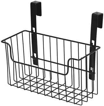 Household Essentials Over‑the‑Door Cut‑Out Metal Basket, Black by HouseholdEssentials