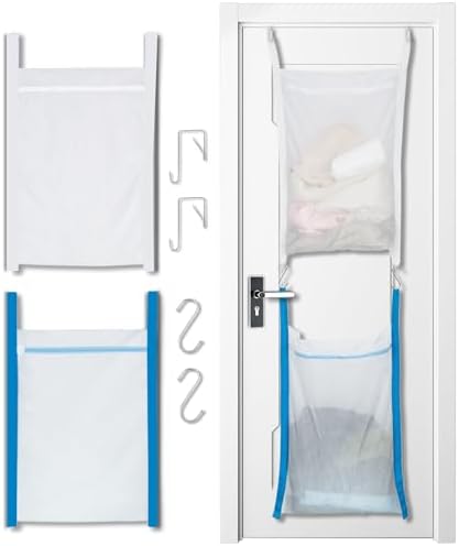 Over Door Large Mesh Laundry Hamper Bag, 2 Pcs Washable Laundry Basket for Bedroom/Dorm/Bathroom - Image 6