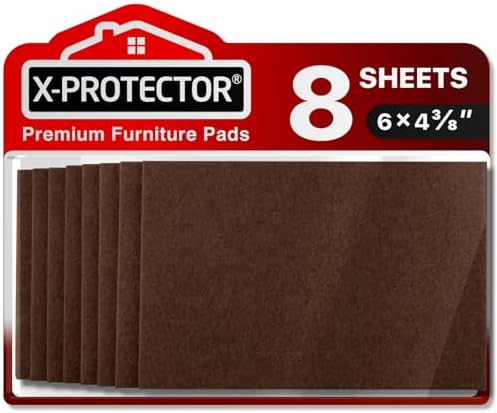 Felt Furniture Pads X-PROTECTOR 8 PC - Premium 6” x 4 3/8” Heavy Duty Felt by X-Protector