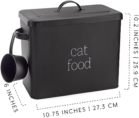 AuldHome Design Farmhouse Cat Food Container (Black) Enamel Look Rustic Cat Food Bin with Scoop - Image 6