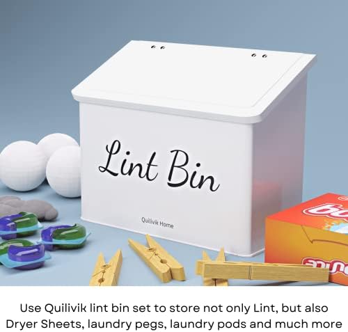 Metal Magnetic Lint Bin With Lid For Laundry Room Decor With Small Lint Holder Bin| Metal Box| Lint Holder Bins for Organzation (White, Small) - Image 4