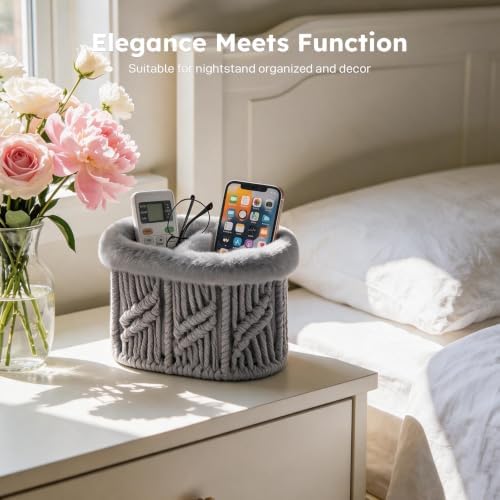 Remote Control Holder, Woven Plush Lined TV Remoter Holder Caddy - Image 5