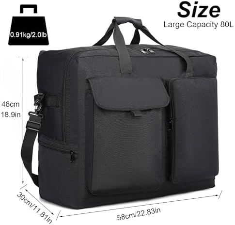 80L Foldable Travel Duffel Bag with Shoe Compartment & Trolley Sleeve, Lightweight Luggage Organizer for Travel,Camping, Moving, Gym - Image 2
