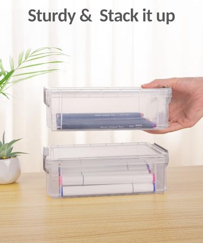 Sooez 6 Pack Extra Large Pencil Box, Plastic Pencil Case Crayon Box - Image 5