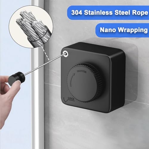 Retractable Clothesline Indoor Outdoor 16.2Ft Non-Sag(1, Black) - Image 4