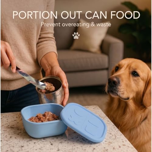 2ME Airtight Pet Wet Food Storage Containers with Lids (4-Pack, 12oz) - Silicone Meal Prep Kit for Dog & Cat Food - Freezer, Microwave & Dishwasher Safe - with Stainless Steel Scoop - Image 2