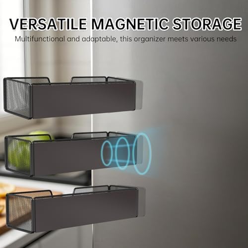 Magnetic Basket Organizer Holder for Fridge Magnetic Shelf Magnetic Storage Bin Box Containers for Refrigerator Whiteboard Classroom Magnetic Organizer - Image 2