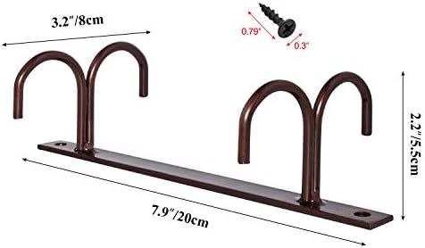 MOCOUM Under Cabinet Mug Rack, Rustic Mug Organizer Rack Cup Holder Under Shelf 12 Hanging Hooks Rack for Mugs, Coffee Cups and Kitchen Utensils Display (Brown-3 Pack-12 Hooks) - Image 3