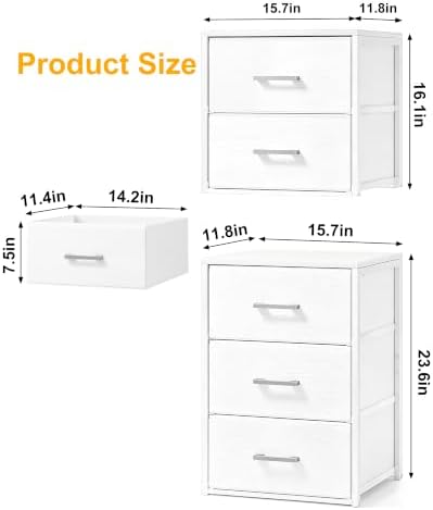 Fixwal Closet Drawers for Clothes, 2 Pack, 5 Drawers Stackable, 15.7" Wide - Image 2