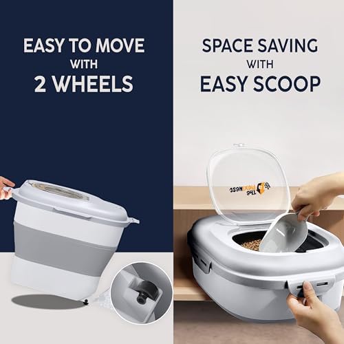 Dog Food Storage Container 30-35 lb, Airtight Collapsible Cute Dog Food Container with Wheels & Scoop, Stackable Pet Food Storage Container for Dog & Cat Food - Image 4