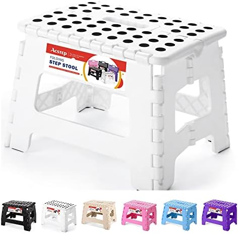 ACSTEP 9 Inch Folding Step Stool for Kids and Adults, Holds 300 lb, White by ACSTEP