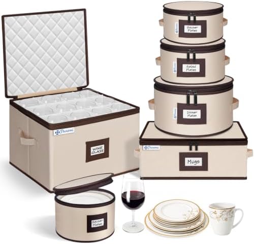 punemi China Storage Containers, 6-Piece Hard Shell Dinnerware Storage by Punemi