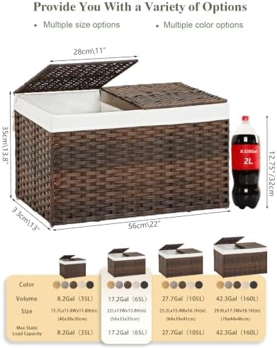 SETVSON Storage Basket with Lid, 2-Lid PE Rattan Storage Bin, Brown - Image 2
