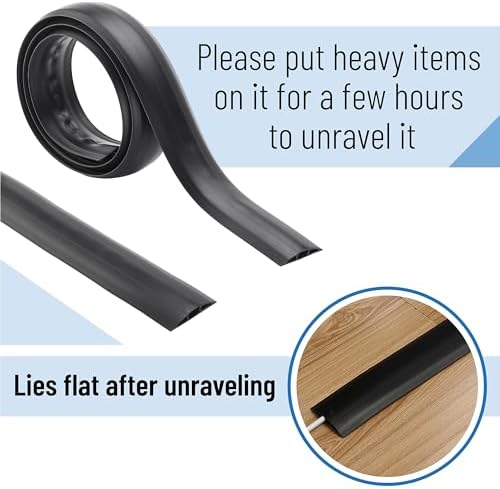 Bates- Floor Cord Cover, 10ft, Cable Cavity 0.6" (W) x 0.31" (H), Heavy Duty Wire Protector, PVC Extension Cords Hider, Protect Cords, Prevent Cable Trips, Cord Hider for Office, Home, Outdoor - Image 3