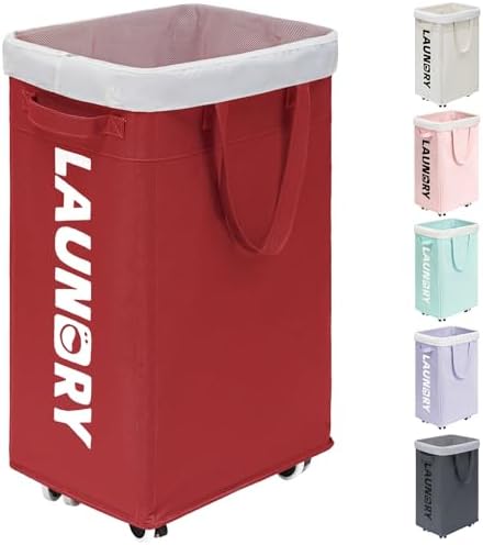 Goodpick 75L Collapsible Laundry Baskets with Wheels and Removable Wash Bag by Goodpick