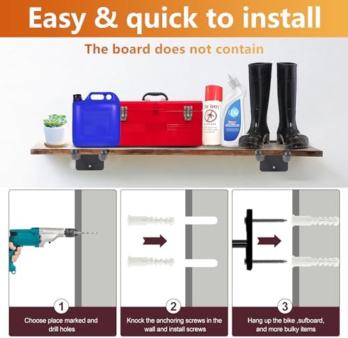 Sinoer 2 Pack Steel Wall Mount Double Garage Storage Hooks - Image 3