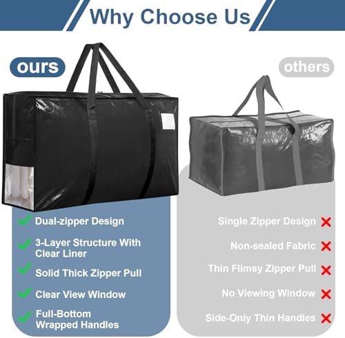 3Pcs Extra Large Heavy Duty Moving Bags with Reinforced Zippers & Handles - Image 6