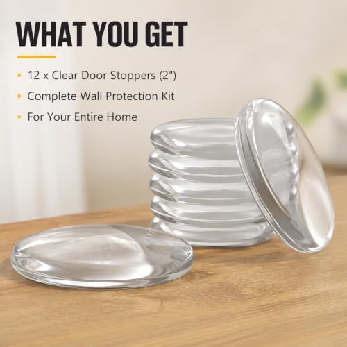 12 Pack Silicone Door Stoppers, 2 Inch Clear Wall Protectors for Door Knobs - Image 5