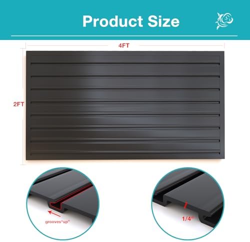 NeatiEase Slatwall Panel Wall Storage Systems, 2 x 4ft Slat Wall Paneling Garage Wall Organizer, Heavy Duty Wall Mounted PVC Wall Rack (Black) - Image 4