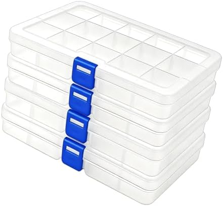 4Pack Bead Organizer Box with Adjustable Dividers,for Bracelet Making DIY Jewelry Craft Nail and Earring Organizing,Fishing Tackle Boxes (clear) by Unknown