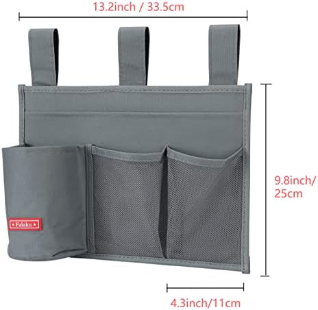 Hanging Bedside Caddy,Bedside Organizer Caddy for Bed Rails(Classic 4 Pockets-Grey) - Image 4