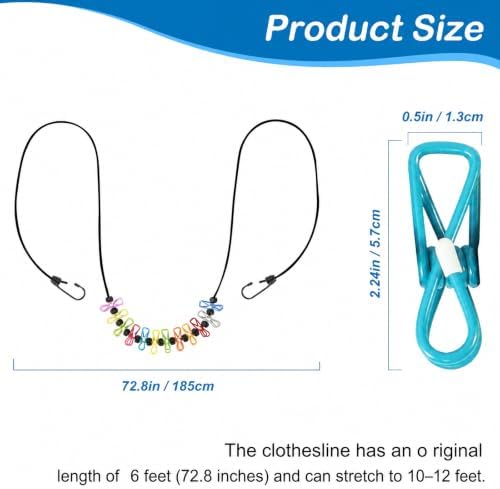Retractable Portable Travel Clothesline Camping Clothing Line with 12 Clips - Image 5