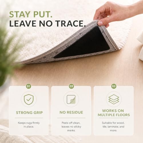 16Pcs Non Slip Rug Tape for Area Rugs, Strong Adhesive Carpet Gripper - Image 6