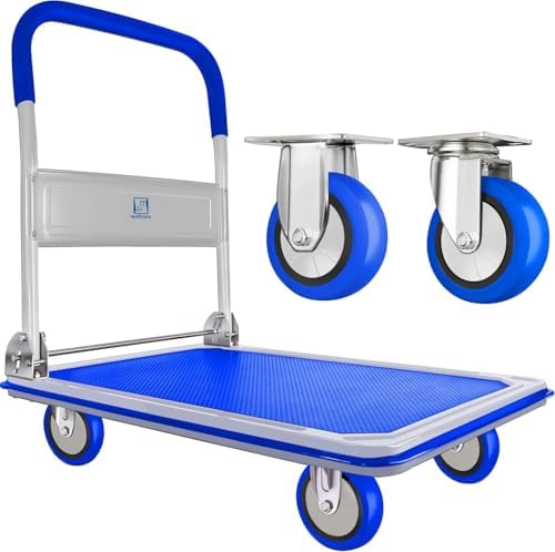 Wellmax Push Cart Dolly, Foldable Moving Platform Flat Cart, 660 lb, Blue by Wellmax