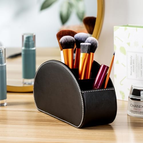 Remote Control Holders Organizer Box with 5 Compartment PU Leather Caddy - Image 4