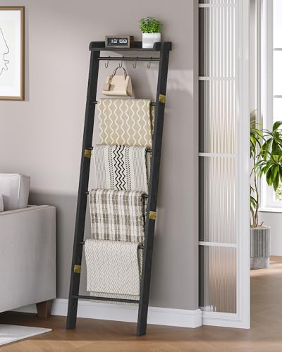 Hzuaneri Blanket Ladder Shelf, Farmhouse Ladder Holder, Blanket Organizer - Image 3