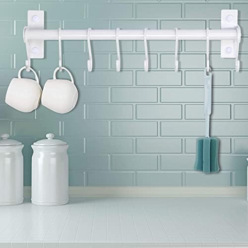 Dseap Kitchen Utensil Holder Hanger, Pot and Pan Rack Wall Mounted, Kitchen Rail with 8 Hooks for Hanging Cooking Utensils, Mugs, Spoons, Wall Mounted, White - Image 5