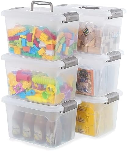 Citylife 6 Packs 8.5 QT Storage Bins with Lids Clear Plastic Bins with Grey Handle Stackable Storage Containers for Organizing by CITYLIFEHomeOrganization