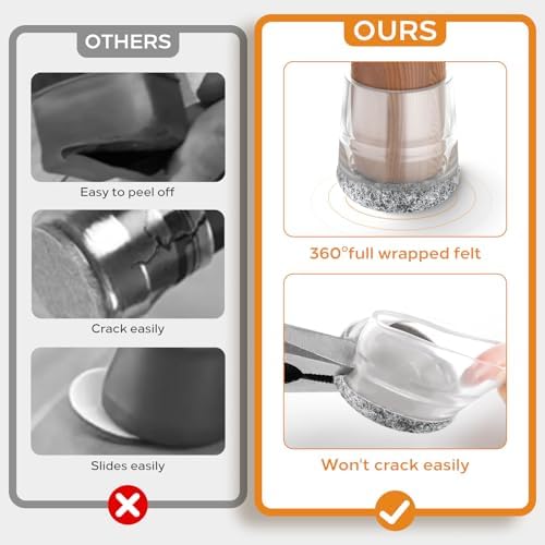 24 PCS Silicone Chair Leg Floor Protectors Small (0.8"-1") Rubber Felt Furniture Pads Chair Legs Caps/Covers for Hardwood Floors, Tile from Scratches & Reduce Noise - Round, Grey - Image 4
