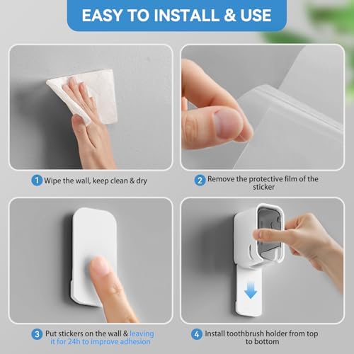 Toothbrush Holders for Bathrooms with Innovation Single Slot 2PCS - Image 6