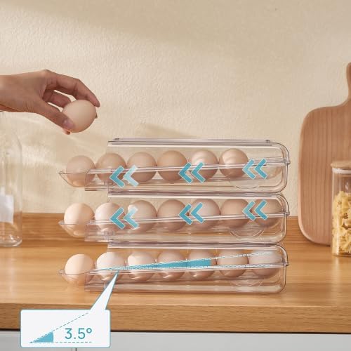 Vtopmart 3 Pack Auto Rolling Egg Holder for Fridge, egg container for refrigerator - Image 4