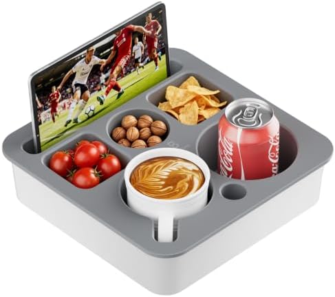 Couch Cup Holder, Anti-Spill Couch Caddy for Sofa and Bed, White-Gray by Bonfixe