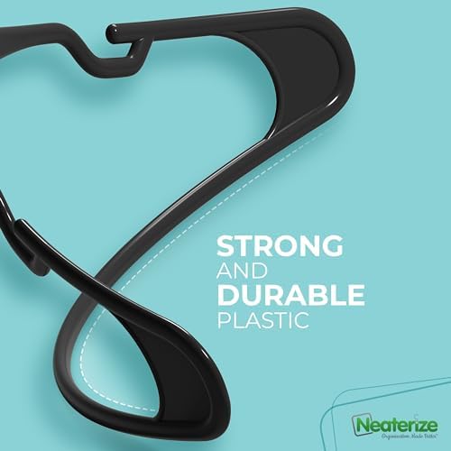 NEATERIZE Clothes Hangers Plastic 100 Pack for Adults - Plastic Hangers, The Perfect Coat Hanger and Space Saving Clothes Hangers for Closet - Black Hangers - Image 6